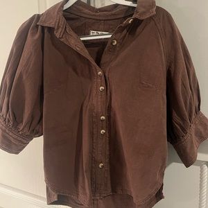 Free people brown button up top. Large